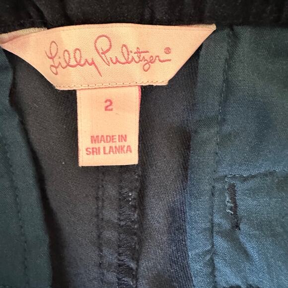 Lilly Pulitzer Navy Velvet Adie Shorts Embroidered Pineapple 2 Coastal Preppy - Picture 7 of 13